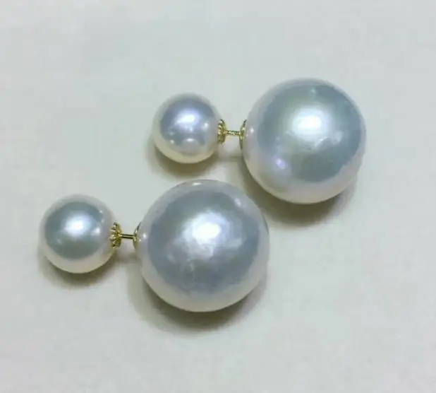 free shipping new pair of 6-11mm south sea round white pearl earring 18k | Украшения и аксессуары