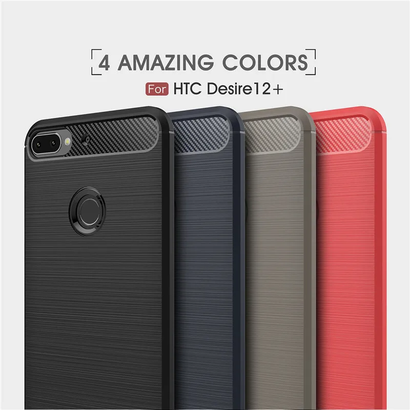 A.spanice For HTC Desire 12 Plus Armor Carbon Fiber Texture Brushed Soft TPU Back Cover 12+ Case 6.0inch | Мобильные телефоны и