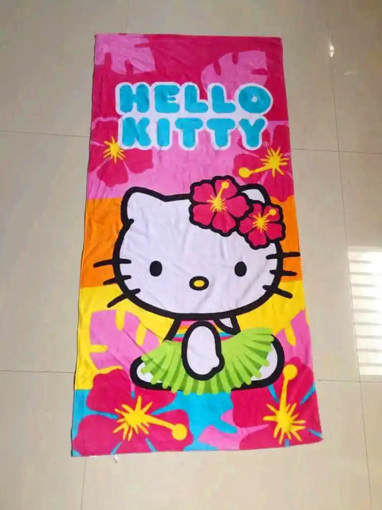 CF19 2 стиля, 75*150 см, мультяшное Полотенце hello kitty, детское банное полотенце, детское пляжное банное полотенце, мультяшное бикини принцессы для девочек - Цвет: CF19