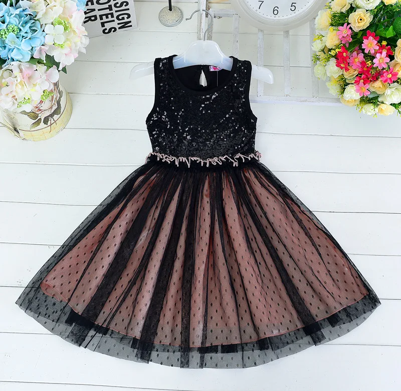 

2019 Summer Girl's Cotton Dress Girl's Fashion Princess Sequined Dress Kids Clothes Wedding Events Flower Girl Dress Birthday