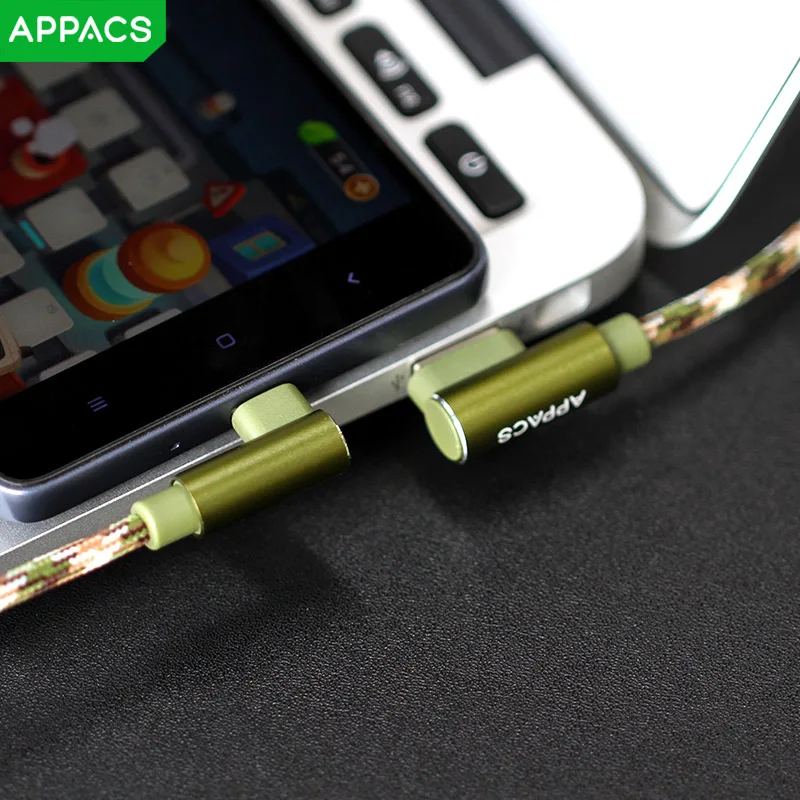 Кабель APPACS Type C для Samsung S8 Xiaomi двусторонний Камуфляжный с разъемом типа зарядки и