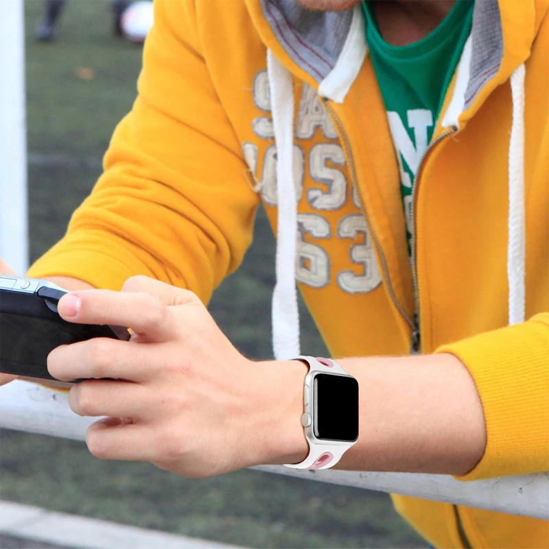 Силиконовый ремешок для Apple Watch band 40 мм 38 44 42 Резиновый Браслет спортивный ремень