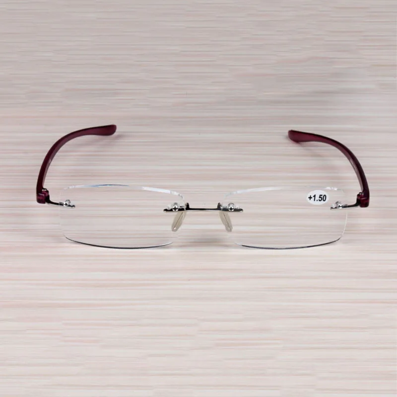 Мужские и женские бескаркасные очки для чтения сплава дальнозоркости рамки