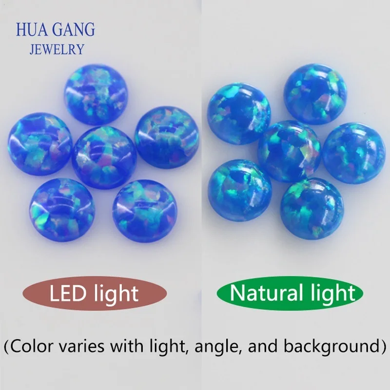 opal loose lab created gemstone round shape flat base stone cabochon created beads for jewelry making 3mm-8mm free shipping - Цвет: OP02