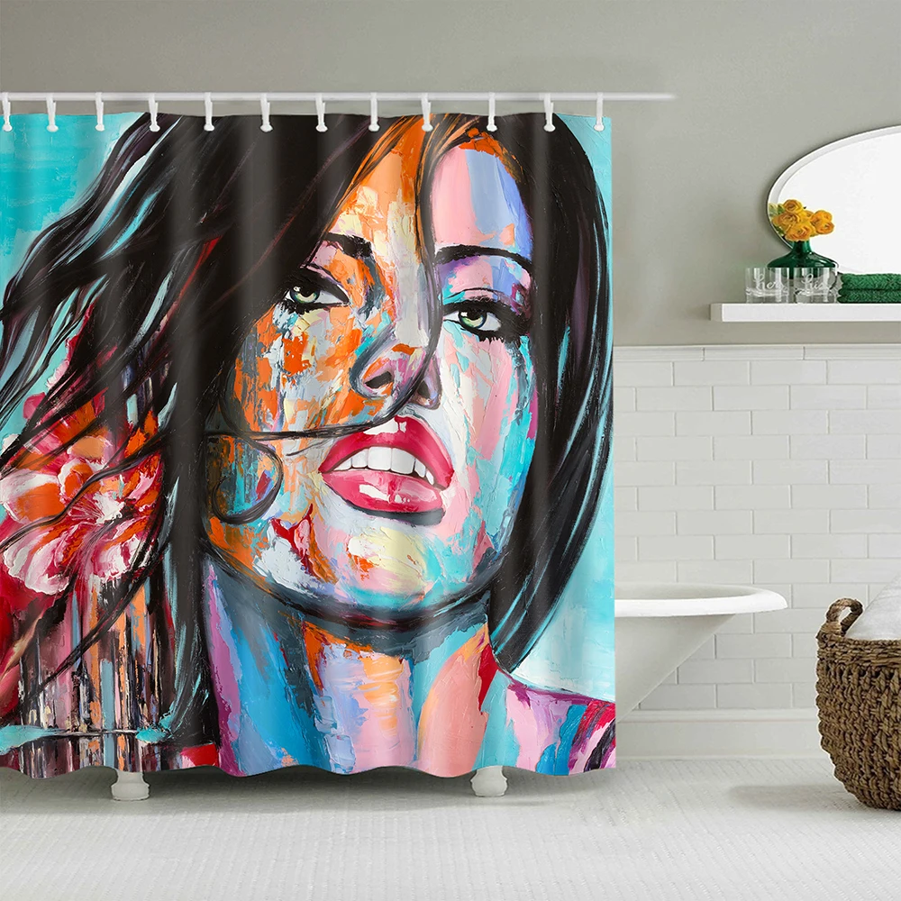 

painting women shower curtain cortina ducha African American curtain shower for bathroom bath curtain