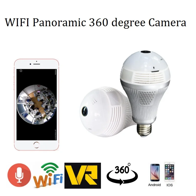 Лампа 1080P Беспроводная IP камера WiFi домашняя CCTV рыбий глаз лампа панорамная HD 360