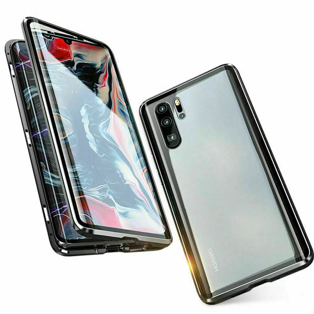 Для Huawei P30 Pro Магнитный чехол передняя + задняя двухсторонняя 9H закаленное стекло