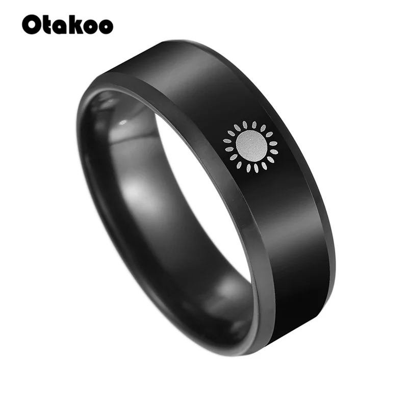 Простое кольцо Otakoo в форме солнца кольца для пар него и ее обещания из