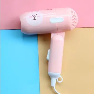 pink rabbit Милый мини-фен для волос, складной фен для студенческого использования, инструменты для укладки волос, электрический мультяшный маленький мощный Дорожный фен для волос 220 В - Цвет: pink rabbit