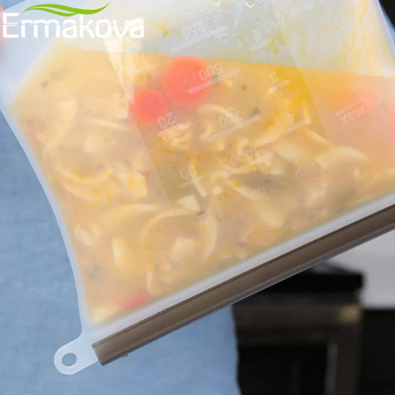 ERMAKOVA 1500 мл силиконовая сумка для хранения продуктов Сэндвич Многоразовые герметичные пакеты для хранения еды, закусок, мяса, ланча
