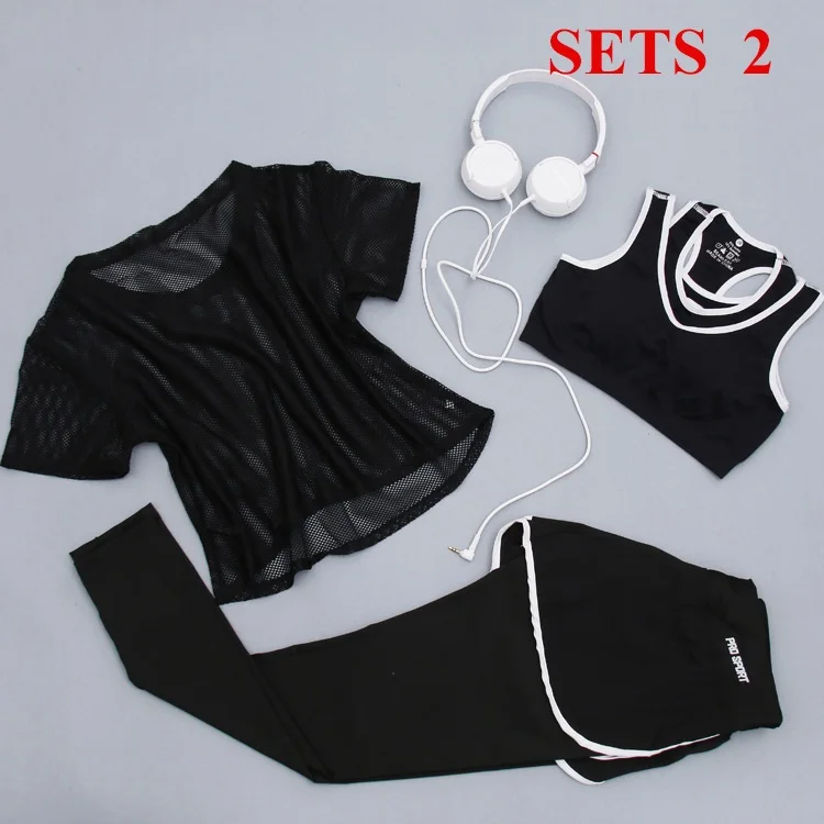 Women Sportwear 3 Pieces Suits Fitness Yoga Set T-Shirt&Bra&Shorts Sport Set Gym Clothes Sport Wear Training Suit Running,ZF197