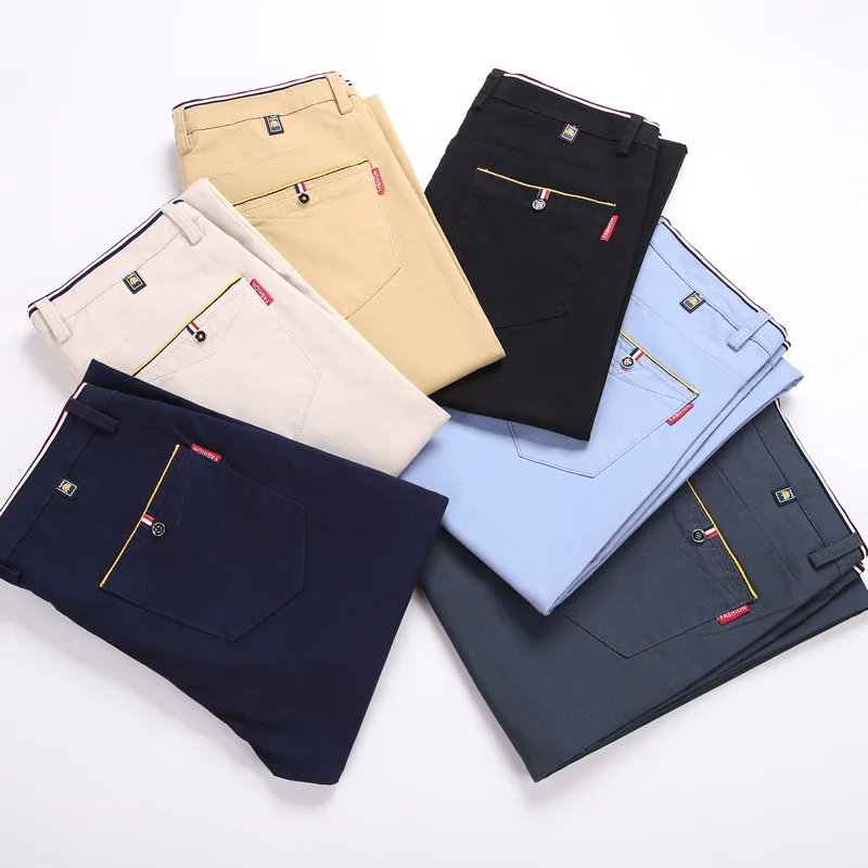 New Cotton Casual Pants Men's Summer Thin Youth Slim Korean Trend Joker Stretch Straight Long Men |