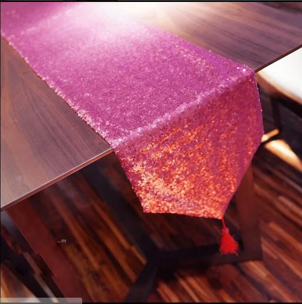 

RN365 Modern New whole Pure color sequin runner table mat home dinner Dec blink wedding Ornament 28*200cm wholesale