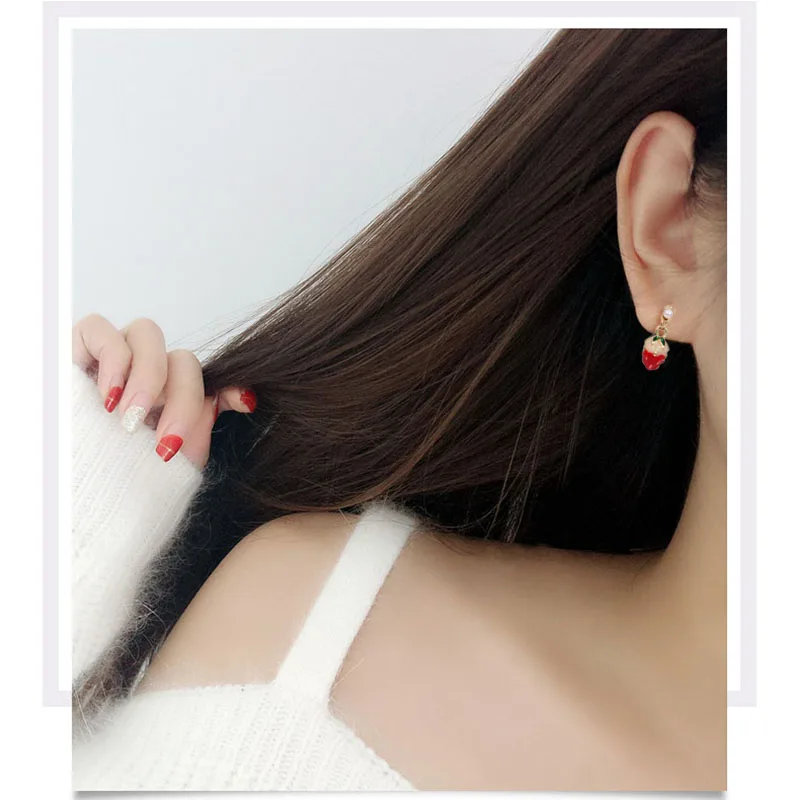 Симпатичные эмалевые вишневые яблоко клубника висячие серьги женские фрукты