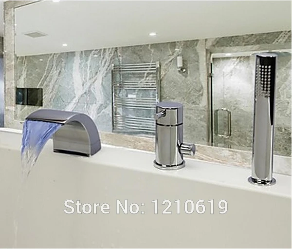 Смеситель для ванной с водопадом светодиодный 3 шт.|deck mounted|bathroom waterfallmixer tap |