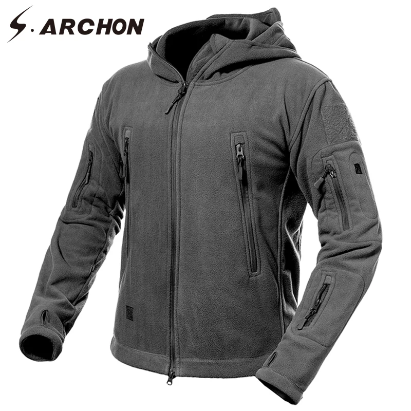 

Мужская Флисовая Куртка с Капюшоном S.ARCHON, теплая ветрозащитная тактическая куртка в стиле милитари с мягкой ракушкой, теплая армейская вер...