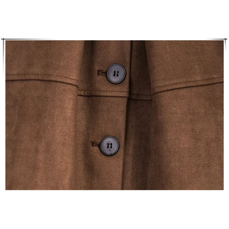 Осень 2017 Женское пальто двубортная куртка из искусственной замши с длинными