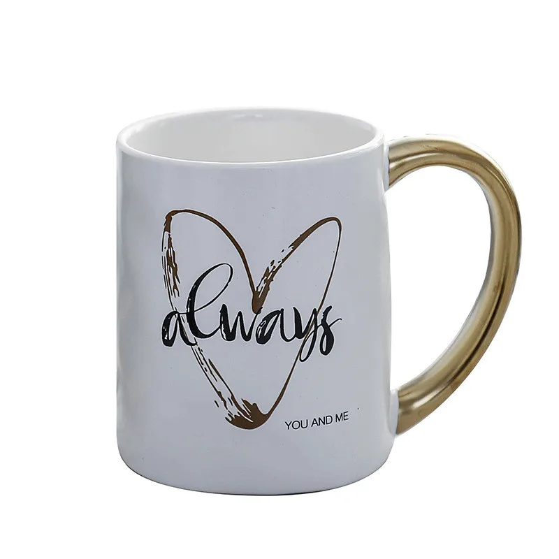 Креативная керамическая кофейная кружка позолоченная ручка вы и я пара чашек для