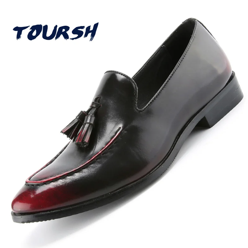 TOURSH Luxury Brand Men'S Business Dress Shoes Genuine Leather Oxford Breathable Low Top Black Classic Gentleman | Обувь