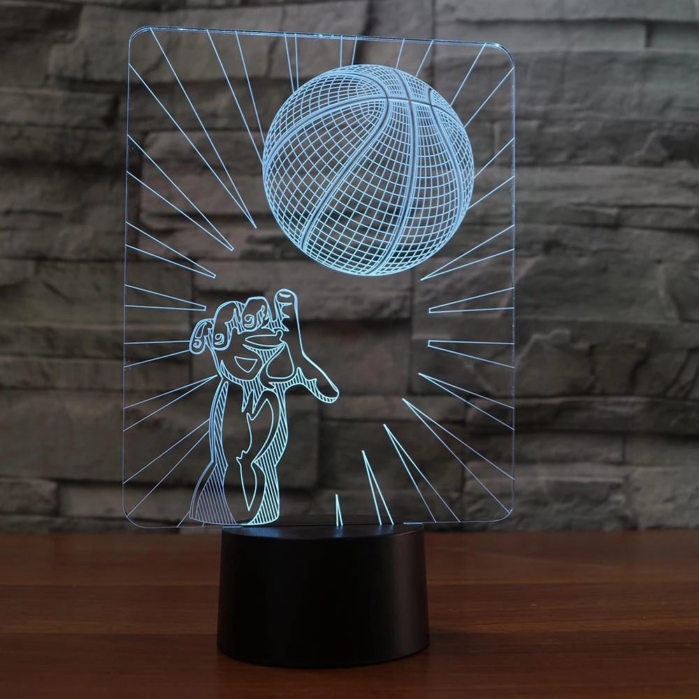

Creative Basketball Dunk 3D Table Lamp Led Night Light 7 Color Party Bar Decor Boys Man Kids Favor Best Gifts