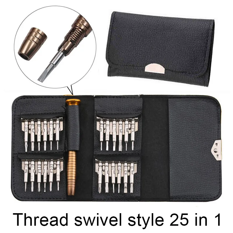 Thread swivel style Наборы инструментов для ремонта с сумками 25 в 1 для ремонта очков Семейные ручные инструменты плоская крестовая отвертка Trox Xammep - Цвет: Thread swivel style