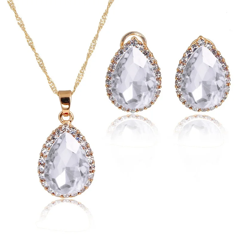2018 New Fashion AAA Crystal Necklace Earrings Two Piece Jewelry Sets Charm Women Birthday Party Supplies for Accessory | Украшения и