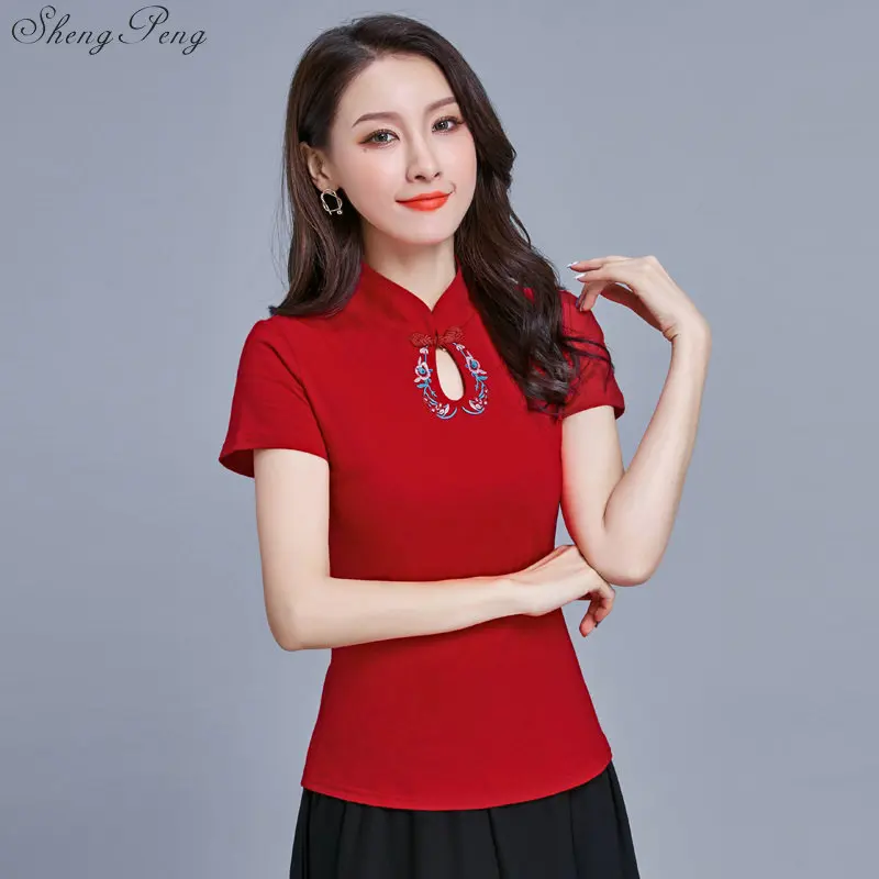 Новинка ретро китайский женский топ чонсам топы Ципао классическая блузка с