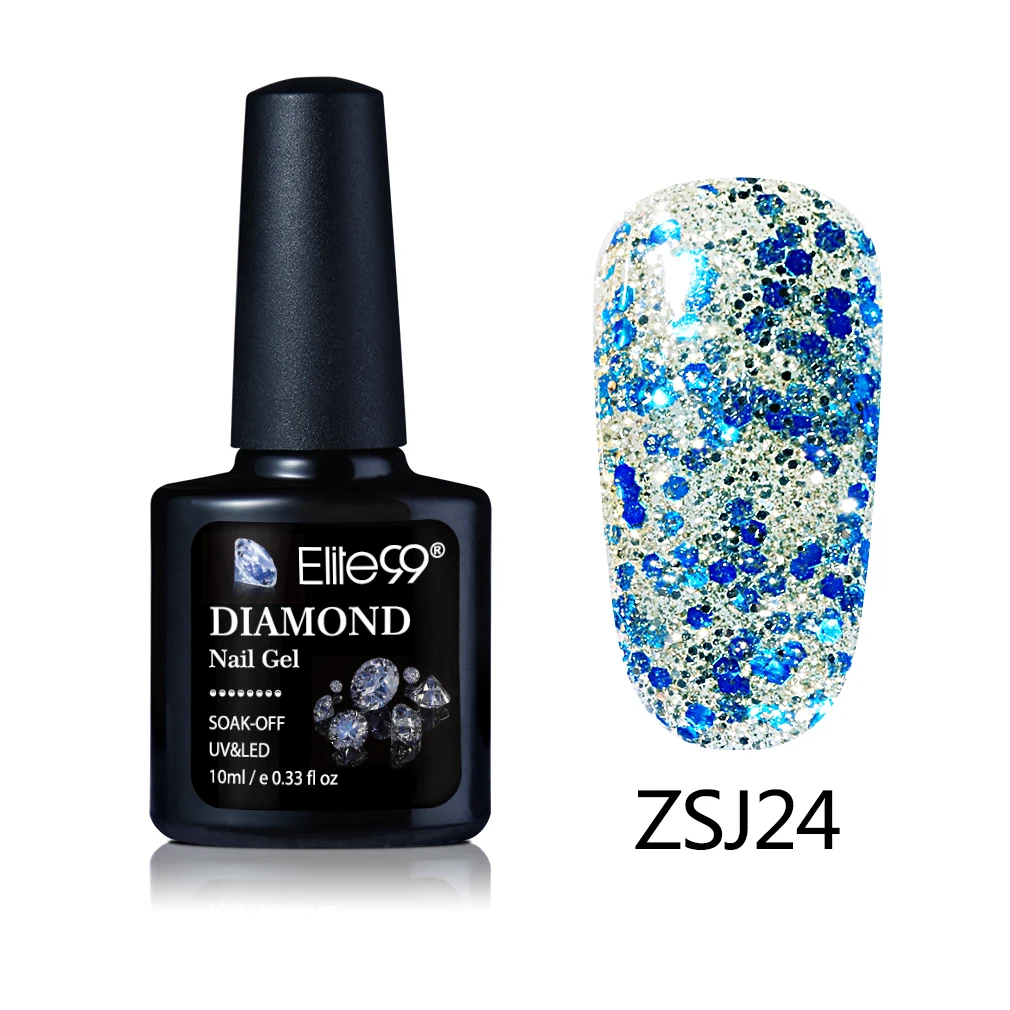 ZSJ24 Elite99 10 мл 3D бриллиантовый Гель-лак с блестками лак для ногтей с блестками Гель УФ Гели Soak Off светодиодный блестящие, семиперманентный лаковое гелевое покрытие для ногтей - Цвет: ZSJ24