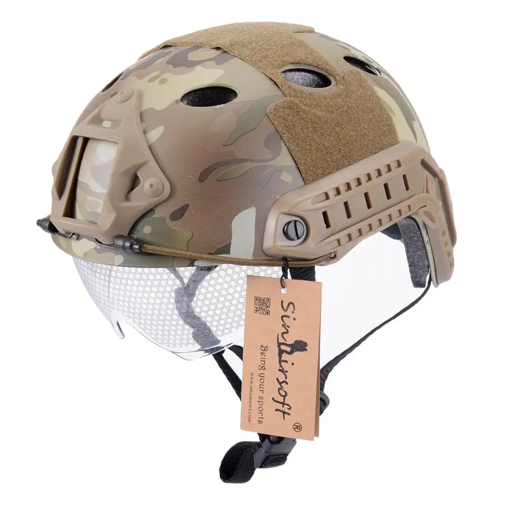 MC SINAIRSOFT военный страйкбол защитный Быстрый Шлем с защитными Goggle PJ Тип шлем прыжок Тактический шлем страйкбол - Цвет: MC