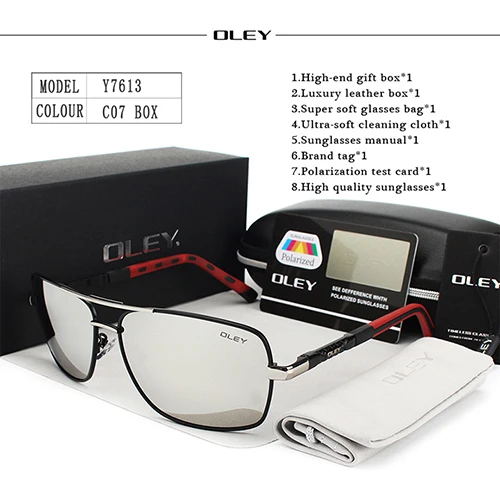 Y8724 C7 BOX OLEY, Брендовые мужские поляризованные солнцезащитные очки, wo, мужские солнцезащитные очки, очки для вождения, Oculos, поддержка логотипа, на заказ, Y8724 - Цвет линз: Y8724 C7 BOX