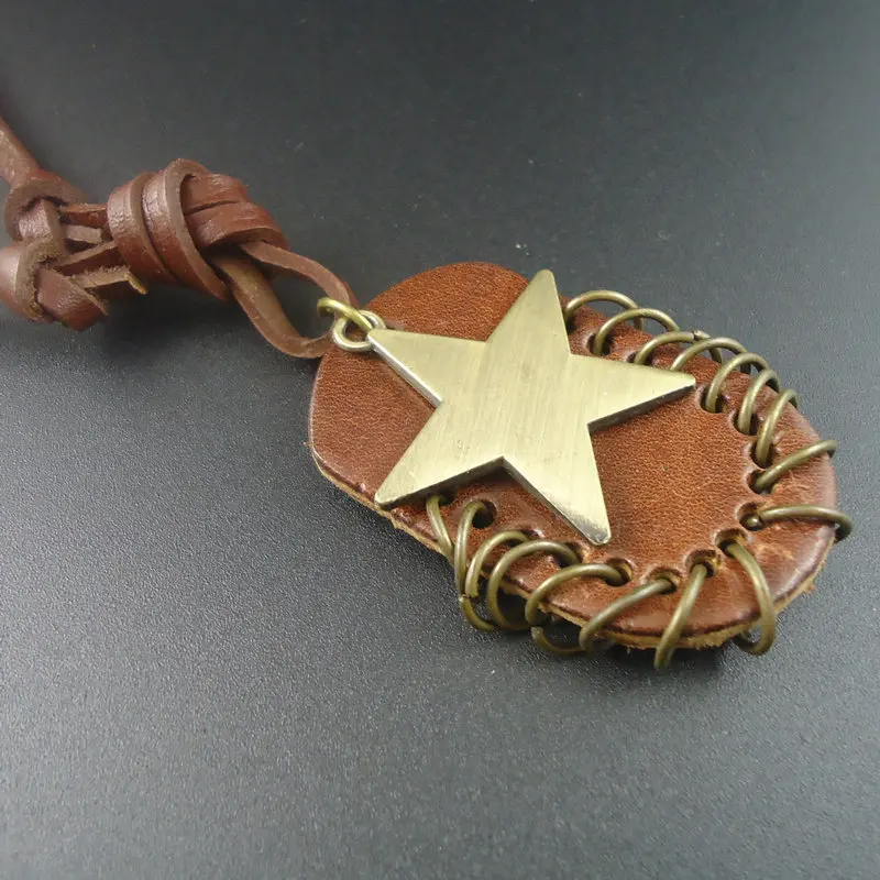 Новый трендовый модный длинный воротник ручной работы из натуральной кожи