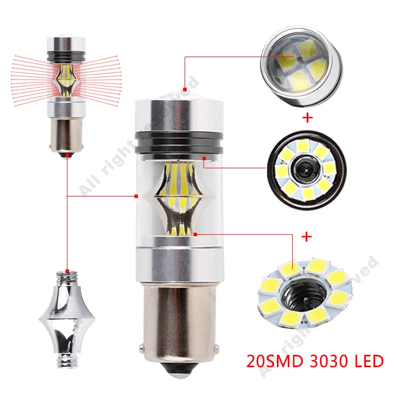 1156 BA15S 3030 20SMD P21W R5W светодиодный ные лампы автомобильная задняя фара DRL сигнал