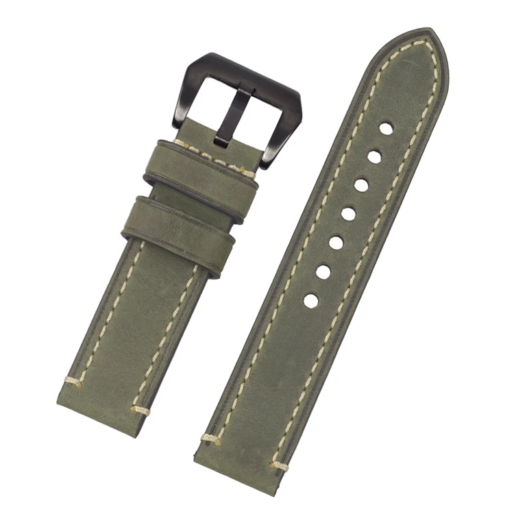 Green BlkBuckle EACHE 20 мм-26 мм Crazy Horse ремешок из натуральной кожи с черными пряжками - Цвет ремешка: Green BlkBuckle