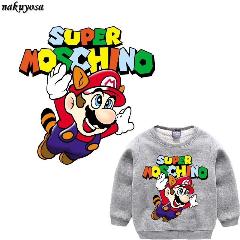 Super Mario Uncle инструмент эксперт и летающий человек наклейки Патчи футболка