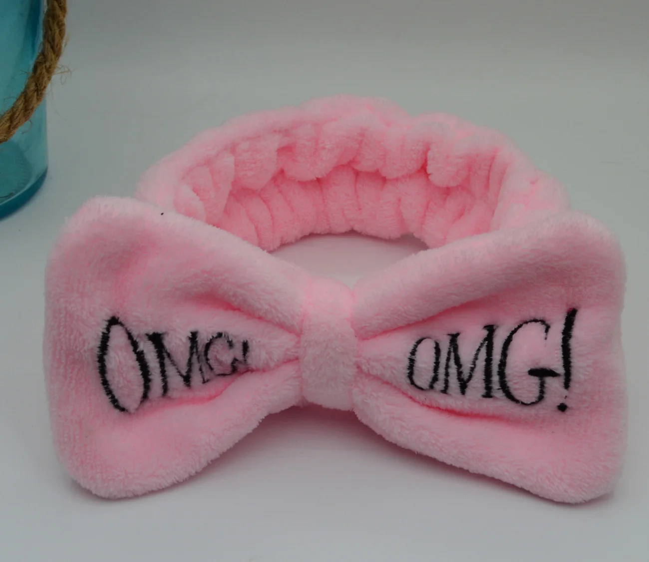 Мягкие флисовые повязки женские с бантом надписью OMG| |