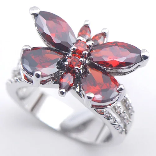 

Garnet Crystal Women 925 Sterling Silver Ring F562 Size 6 7 8 9 10 11