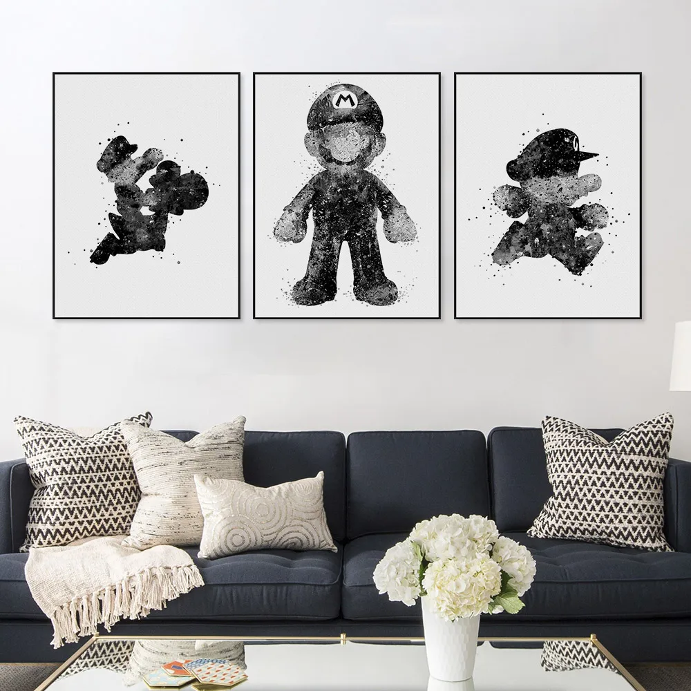 Супер Марио японская поп игра Художественная печать плакат абстрактная