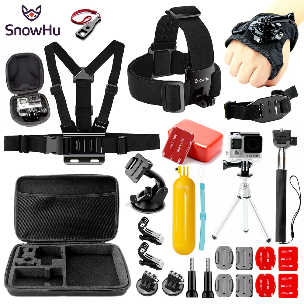 SnowHu для Gopro Y80 Hero аксессуары штатив на ладони трошальный диск большая сумка Go pro hero