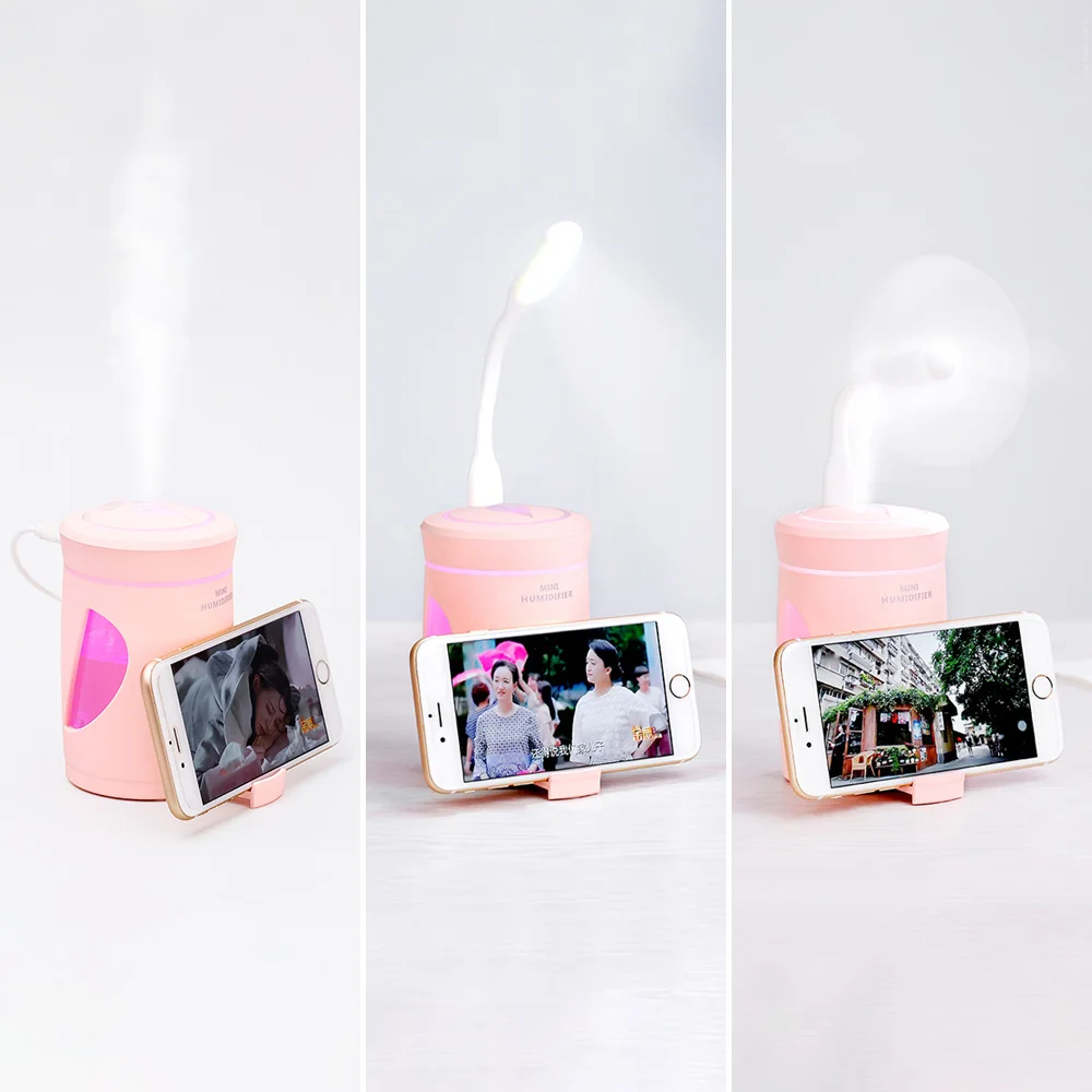 5 in 1 USB Ultrasonic Air Humidifier Portable Woodpeck Mini with LED Light and Fan Mist Maker for Home Office Car Use | Бытовая техника