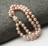 hot sell noble 395 fashion 7 8mm pink akoya cultured pearl bracelets bangle 7 5 natural free shipping