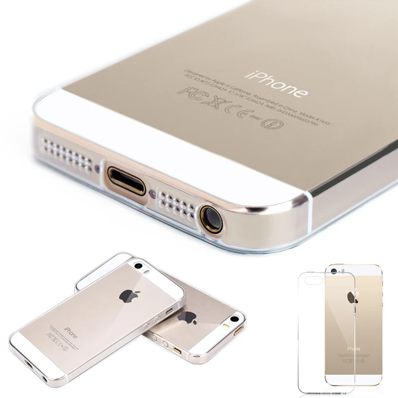 Ультра Тонкий Ясно 0.3 мм Резина ТПУ Мягкая Задняя Крышка Чехол Для IPhone 5 5S Freeshipping