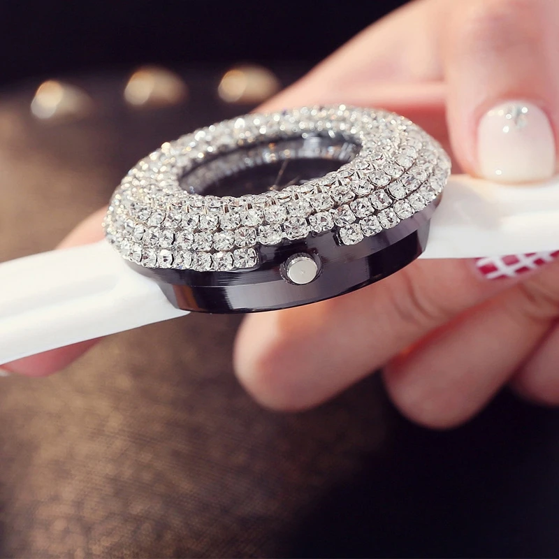 JBAILI повседневные Модные кварцевые наручные часы из мягкой кожи с кристаллами