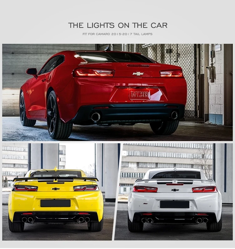 Светодио дный светодиодный фонарь для Chevrolet Camaro 6th Camaro задние фонари задний фонарь красный дым объектив динамический сигнал поворота