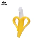 Детское Силиконовое кольцо для прорезывания зубов в форме банана, учебная зубная щетка, без бисфенола А
