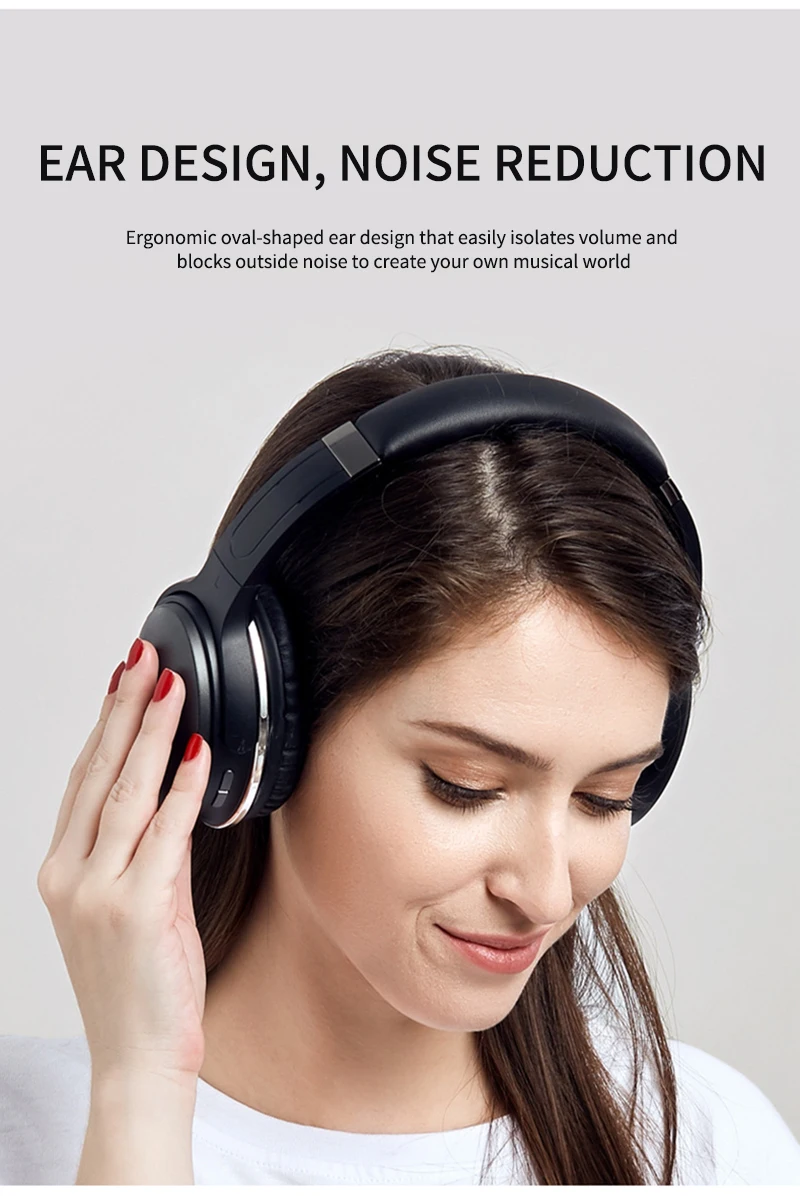 Bluetooth наушники, Накладные наушники, беспроводные наушники с шумоподавлением, складные наушники, регулируемая гарнитура с микрофоном для ТВ, ПК, телефонов