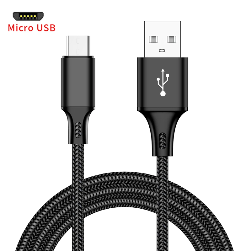 Micro USB кабель 2A Быстрая зарядка передачи данных зарядный кабель для samsung huawei Xiaomi LG Andriod Microusb кабель для мобильного телефона - Цвет: Black
