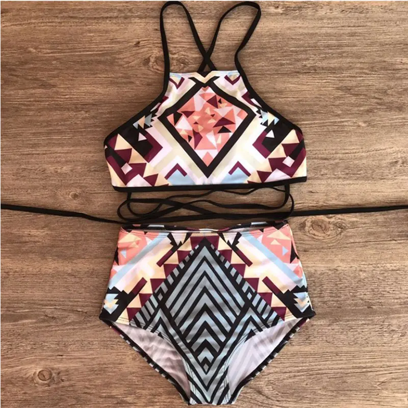 Купальник YIEAVESS женский с высокой талией цветочным принтом|bikini set|bikini bikinibikini waist