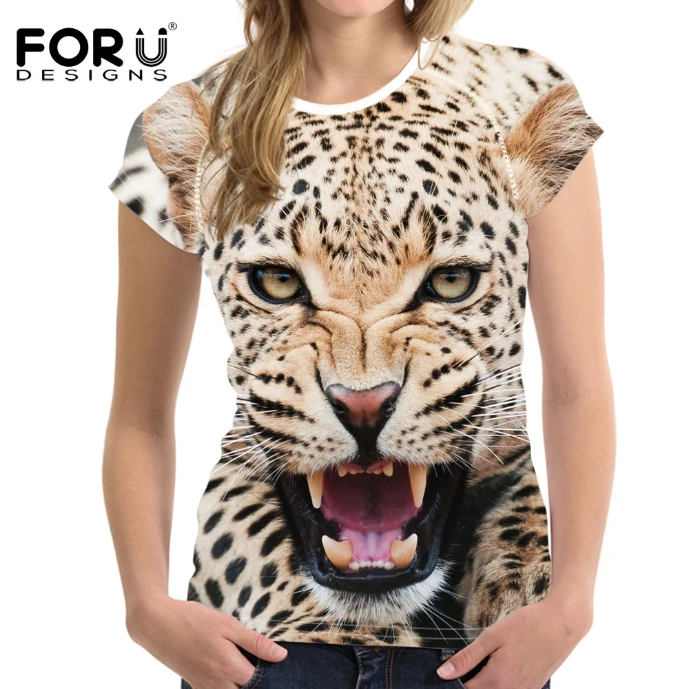FORUDESIGNS/3D женские ботинки с леопардовым принтом футболка короткими рукавами и