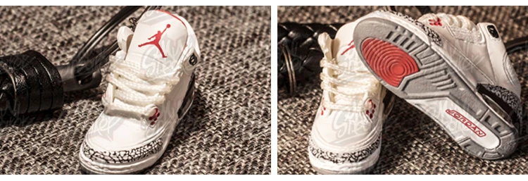 SneakersAIR белый цементный Jordan 3 белый цементный стерео 3D модель брелок кулон JORDAN 3 автомобильный брелок