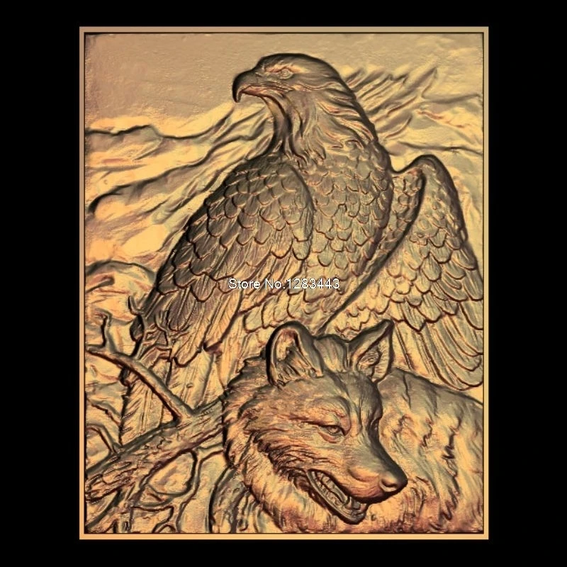 4 шт Panno_eagle_wolf 3d модель STL рельеф для ЧПУ формат рельефа животных маршрутизатор